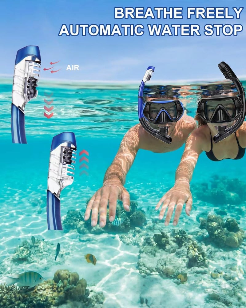 DIPUKI Snorkeling Gear for Adults, Dry Snorkel Mask Set, Scuba Diving Snorkle mask Set Adult, Panoramic Wide View Anti-Fog Dive mask, Swimming Diving Snorkeling Packages - Image 5